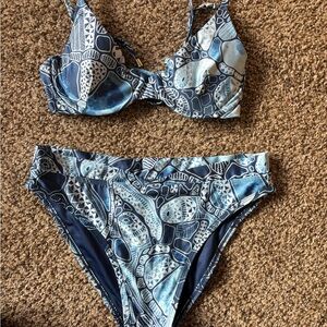 Kenny Flowers Watercolors Blue Bikini